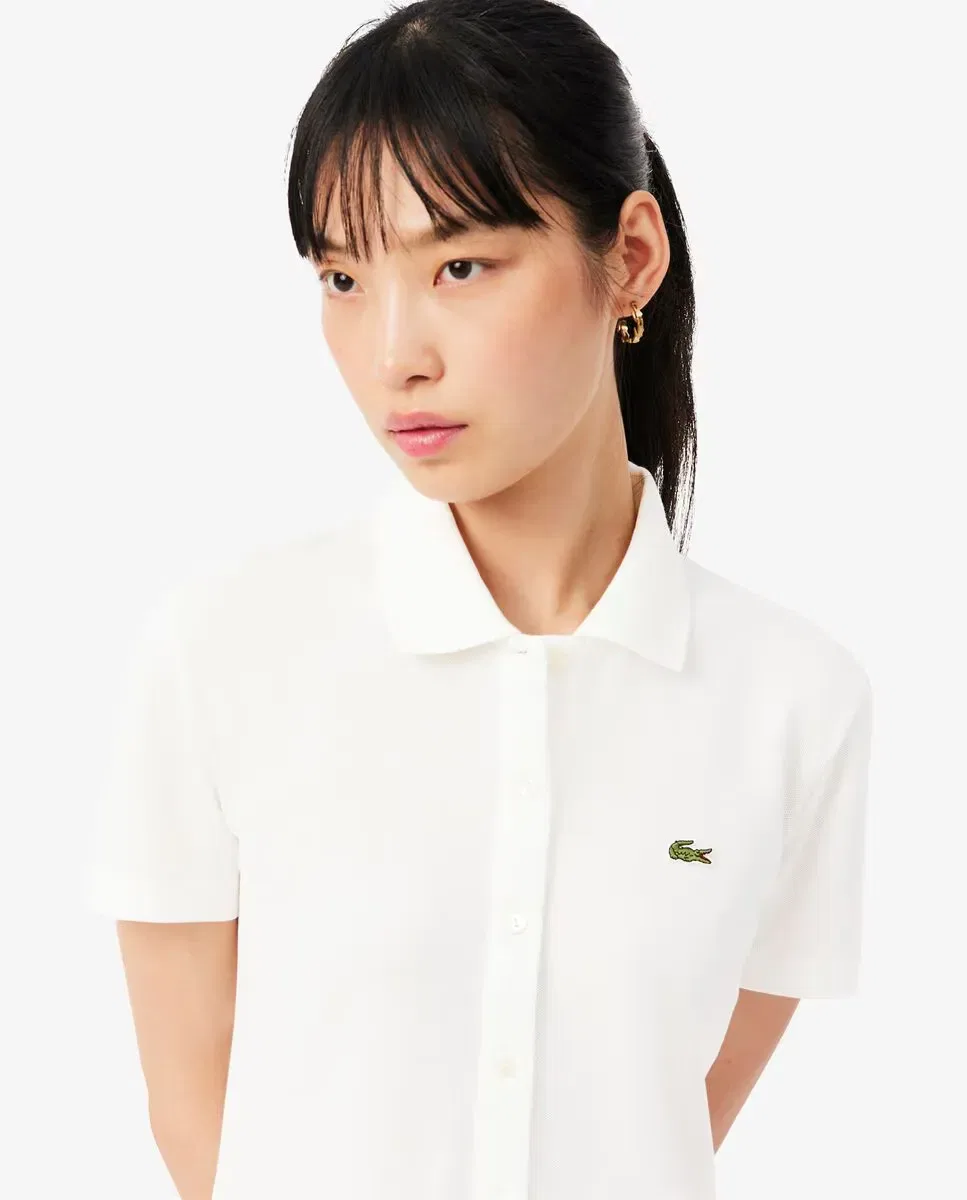 Платье Lacoste Blanco из пике с коротким рукавом, плиссированная юбка, белое — фото 3