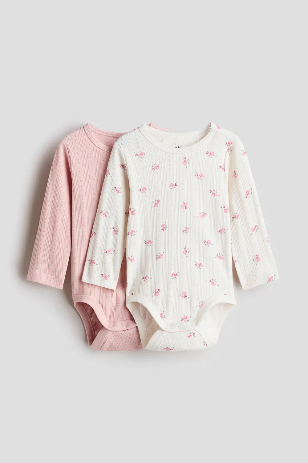 Комплект из 2 ажурных боди из хлопка H&M, Hellrosa/Geblümt