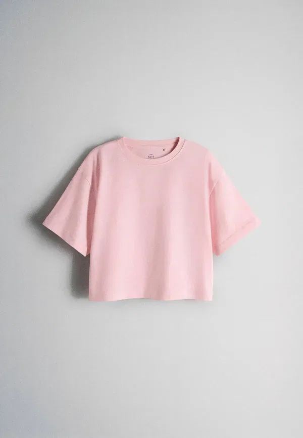 Футболка полиэстер, хлопок Regular fit - 4 pack cropped short sleeve - print t-shirt The Set, Pink, Grey, White, белый/синий/розовый/серый — фото 4