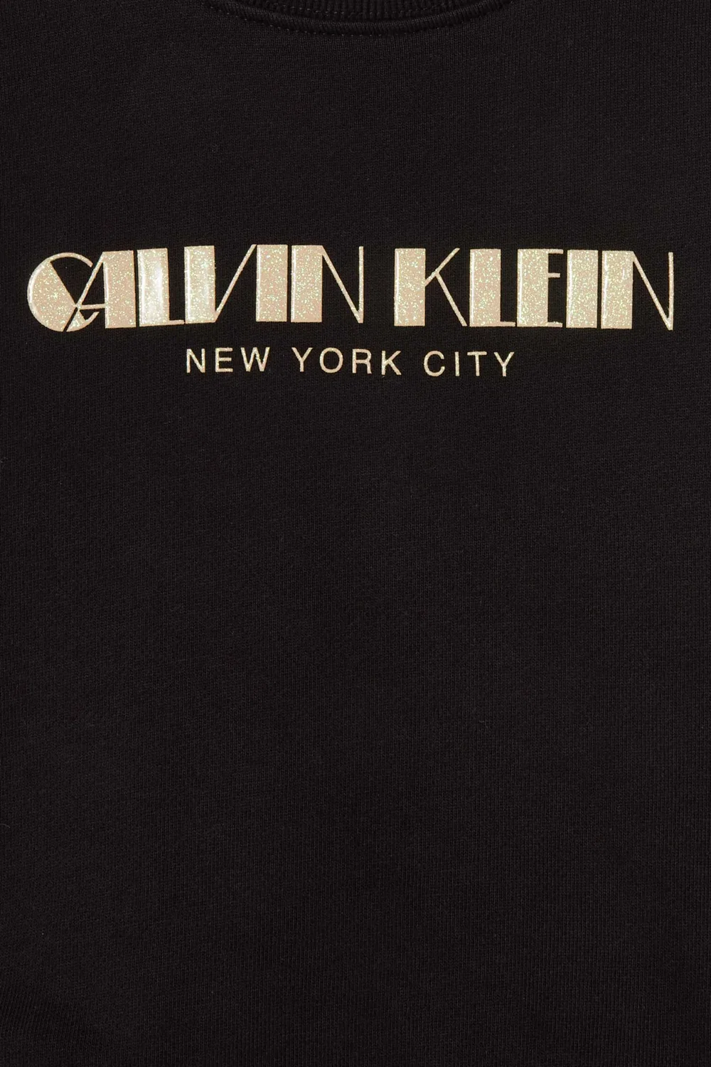 Свитшот с блестящим логотипом хлопковый Glitter Logo Calvin Klein, черный — фото 4