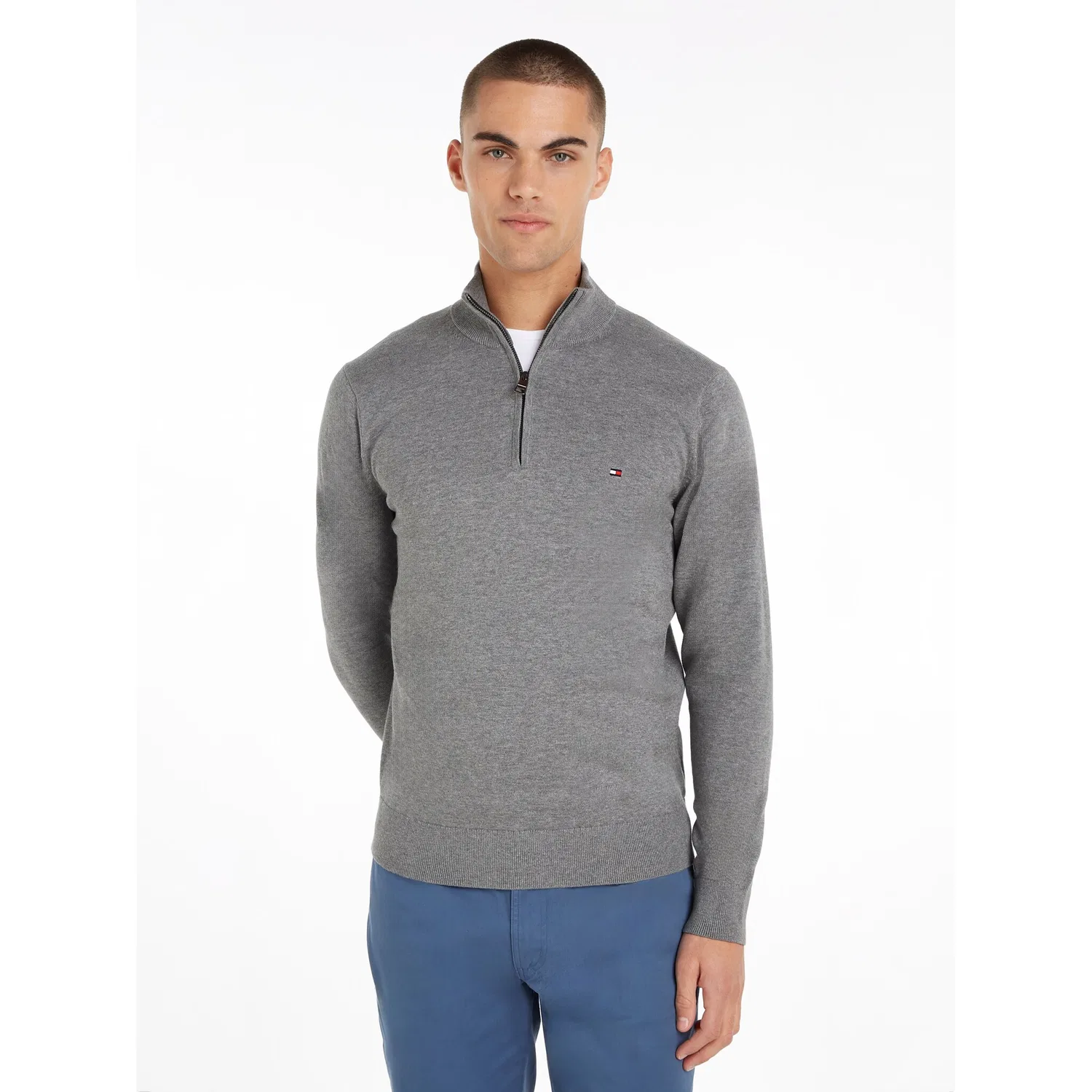 Мужской джемпер-гольф с воротником-стойкой Tommy Hilfiger, Medium Grey Heather — фото 4