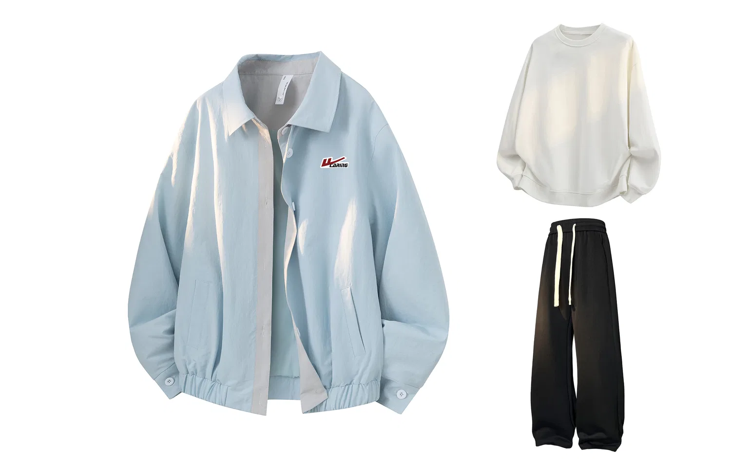 Детский спортивный комплект с DIY-нашивками Light Blue White Black WARRIOR