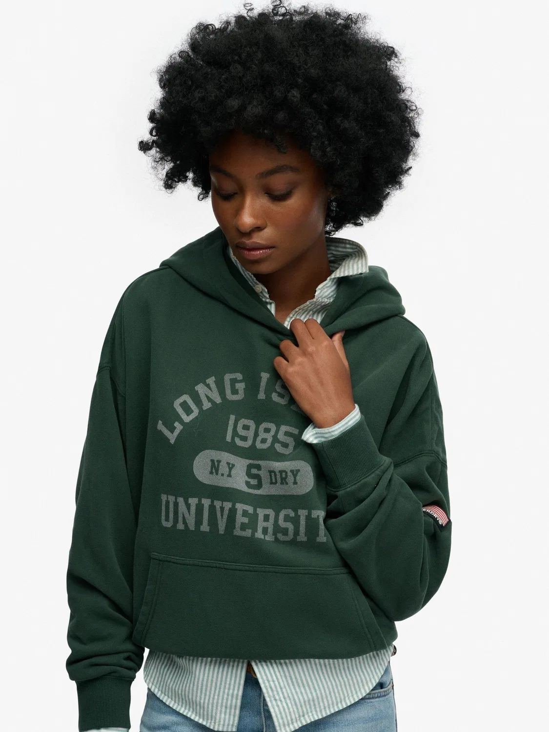Худи оверсайз Athletic Essentials Relaxed Superdry, зеленый