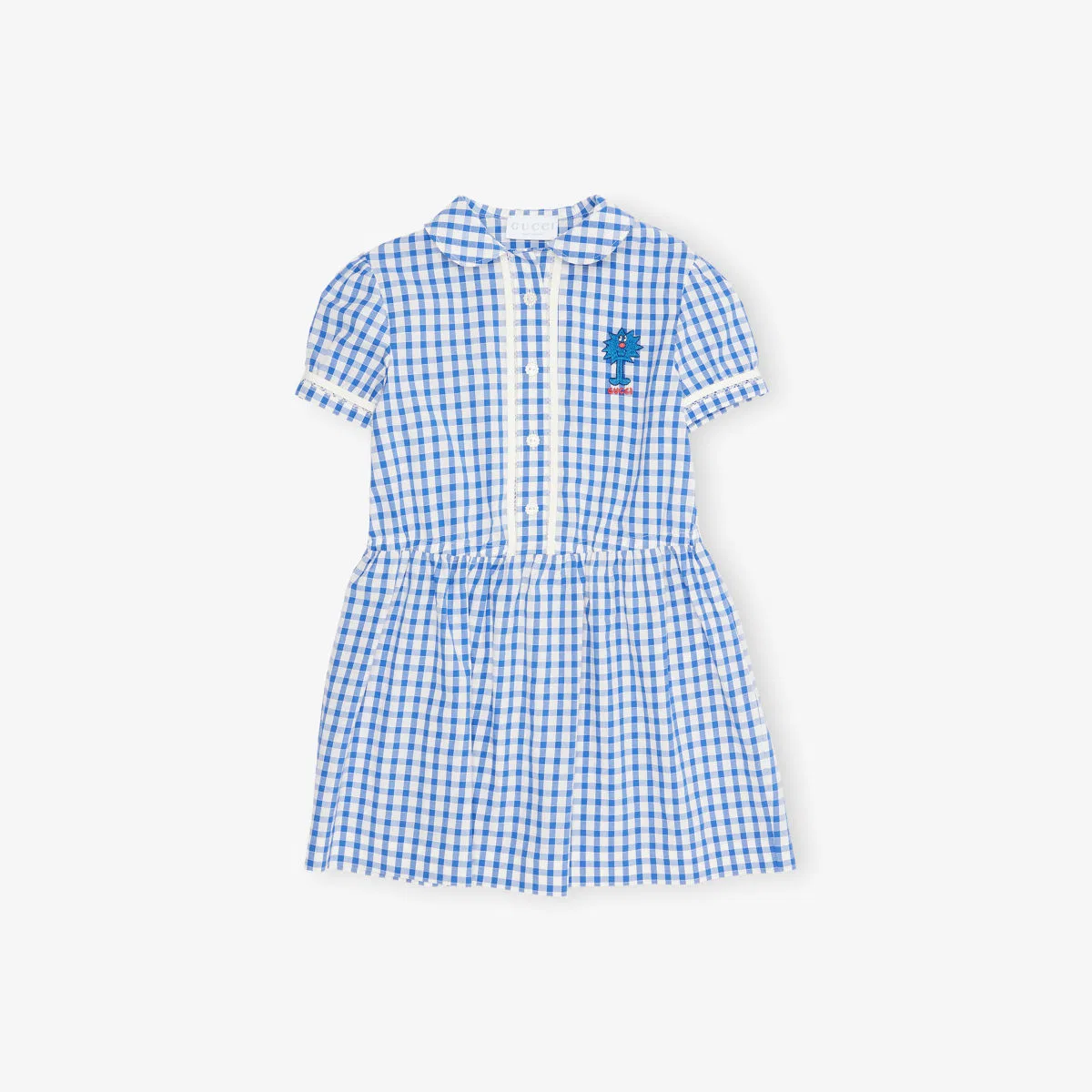 Хлопковое платье в клетку "Мистер Мен" для детей 4-6 лет Gucci, белый