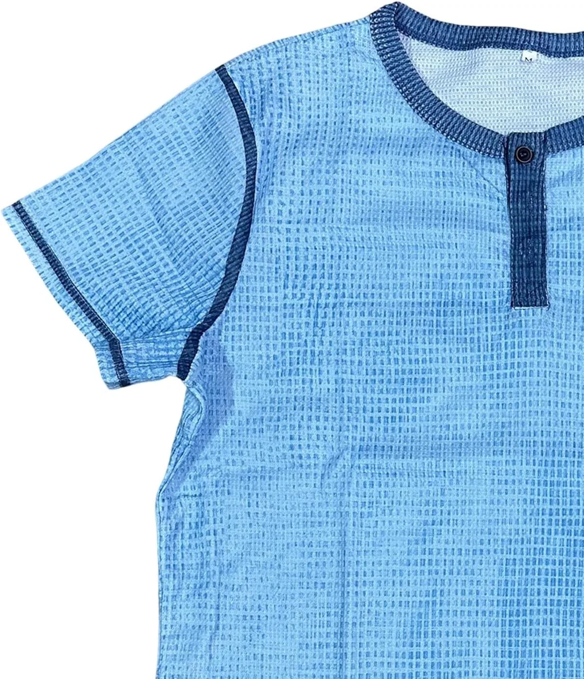 Мужская футболка с воротником-стойкой и цветовым блоком, Light Blue — фото 3