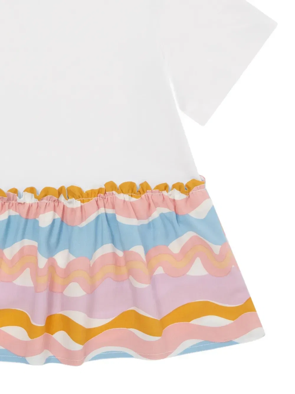 Платье-футболка с воланами по краю и принтом в виде волн Stella McCartney Kids, белый — фото 4