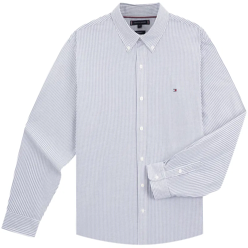 Мужская рубашка с воротником Tommy Hilfiger, Gray White Stripes