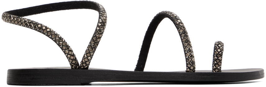 Черные сандалии Apli Eleftheria с кристаллами Ancient Greek Sandals