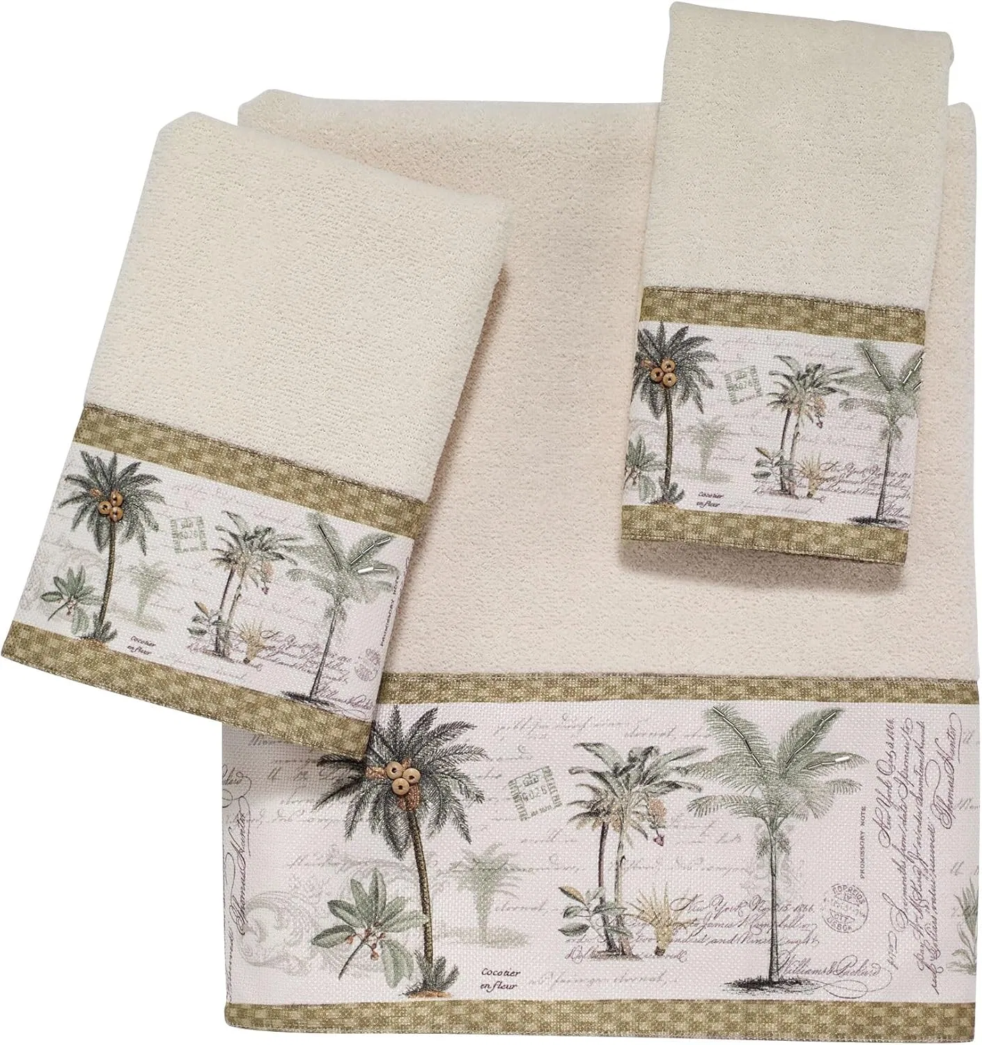 Махровая салфетка Colony Palm, Avanti Linens, 33x33 см, Ivory — фото 3