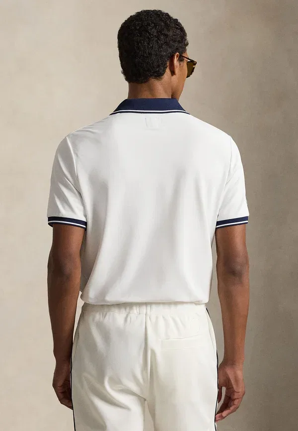 Футболка поло с вышивкой Wimbledon classic fit mesh polo shirt Polo Ralph Lauren, Ceramic White, белый — фото 3