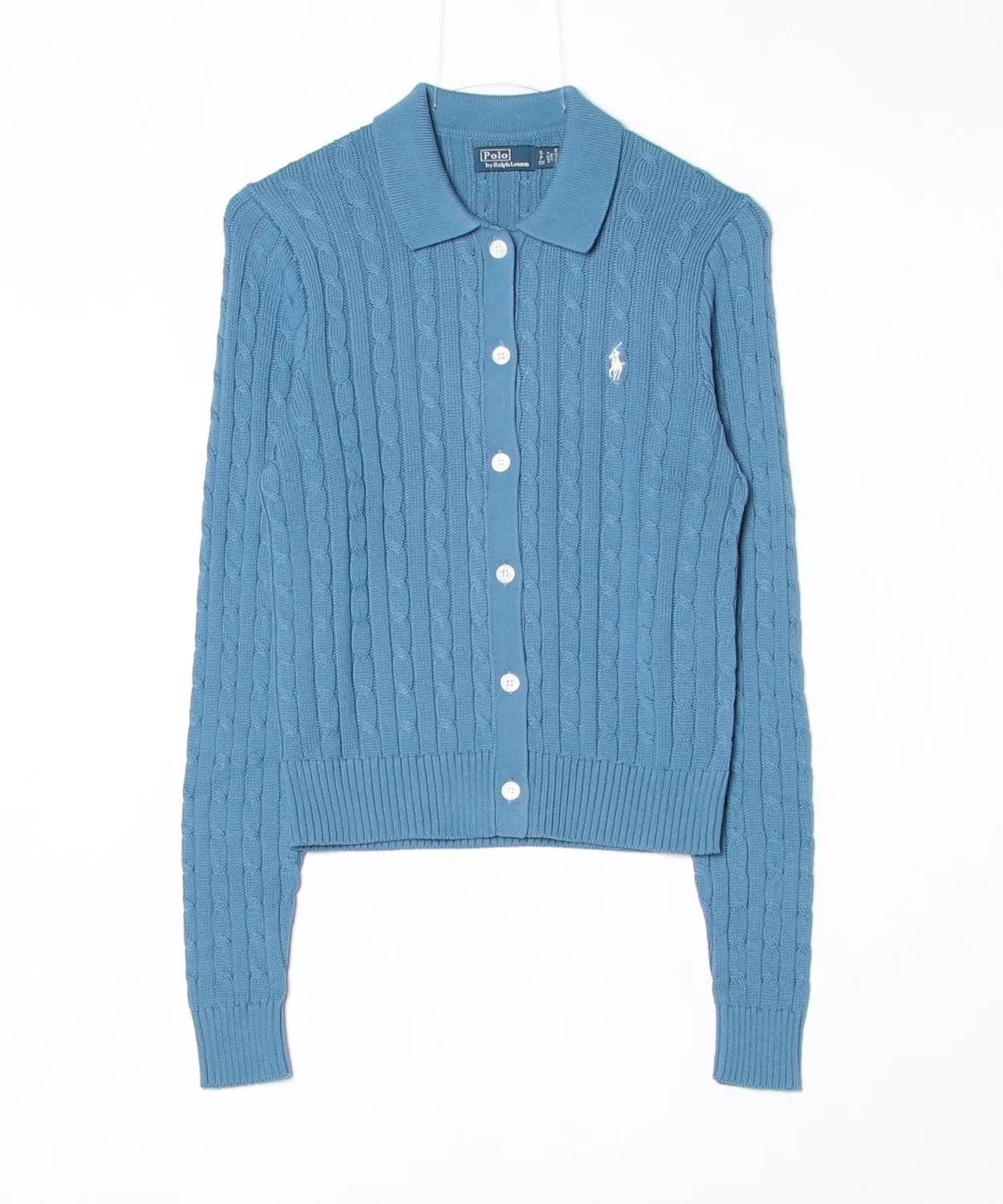 Женский хлопковый кардиган с длинным рукавомPOLO RALPH LAUREN, Синий — фото 3