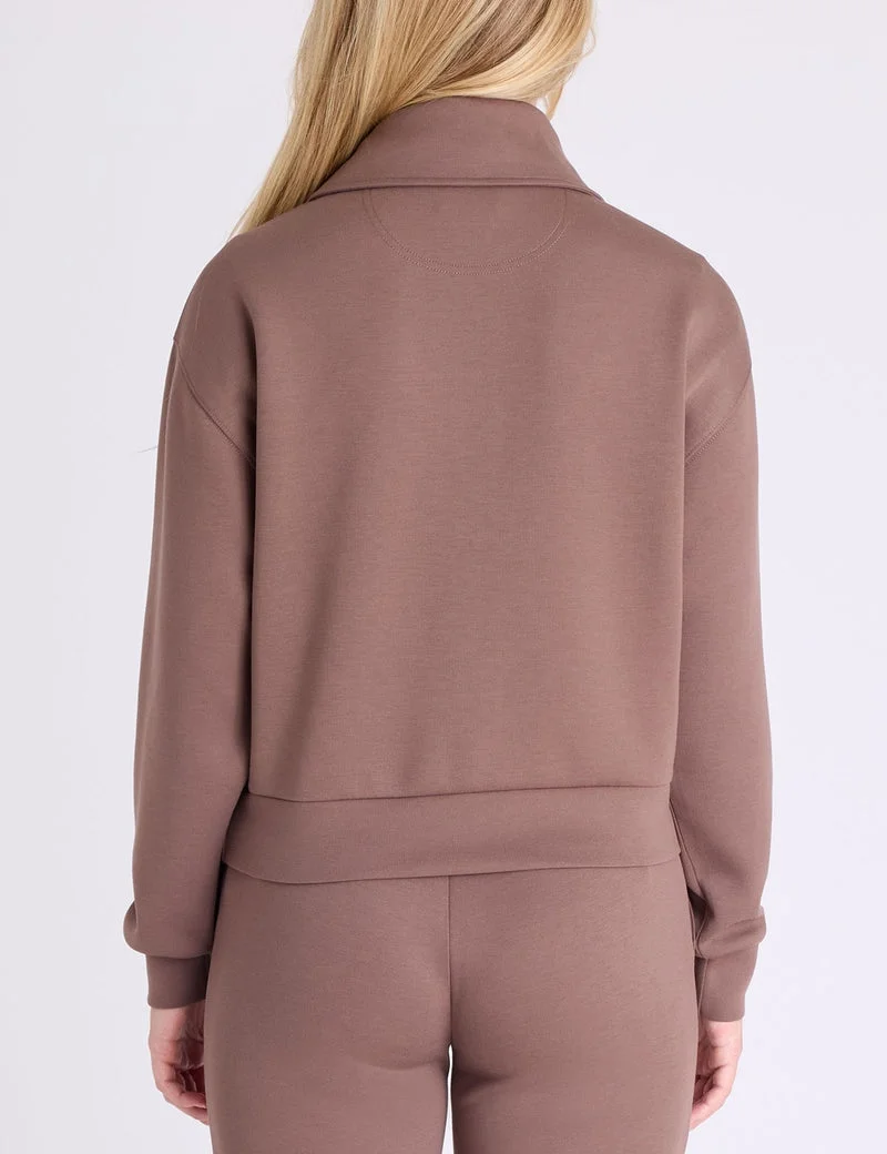 Женский пуловер U.S. Polo Assn. White Label Quarter Zip Scuba, коричневый — фото 2