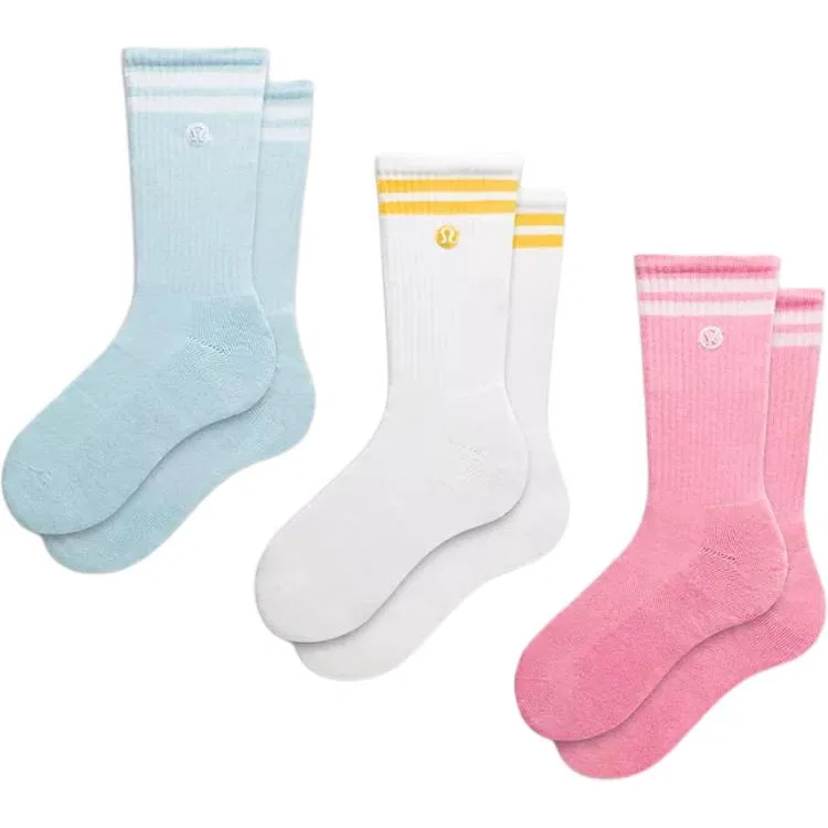 Детские носки с принтом 3 пары Lululemon, White Foam Cloud Blue