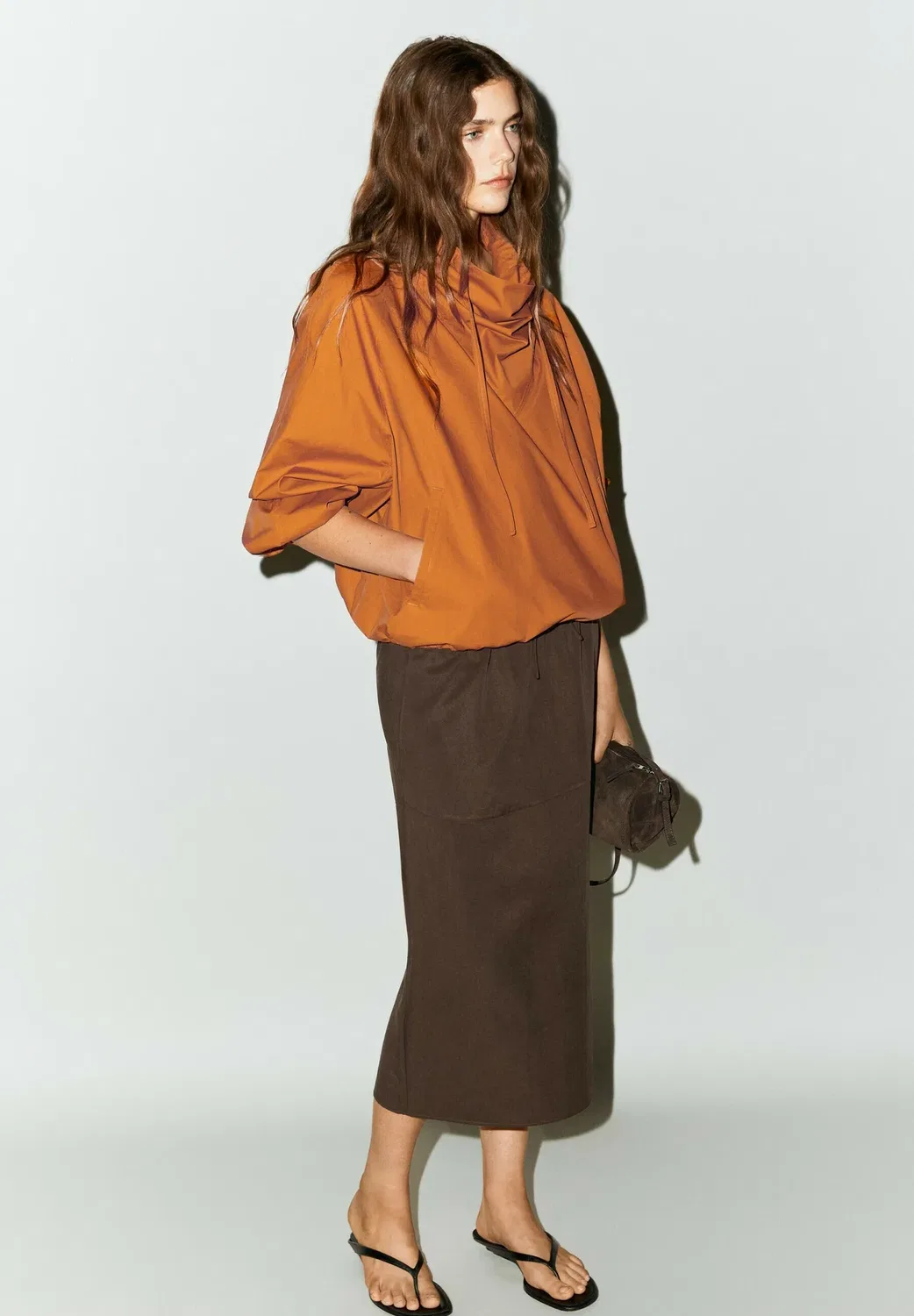 Свободная эластичная толстовка - толстовка Massimo Dutti, Orange — фото 2