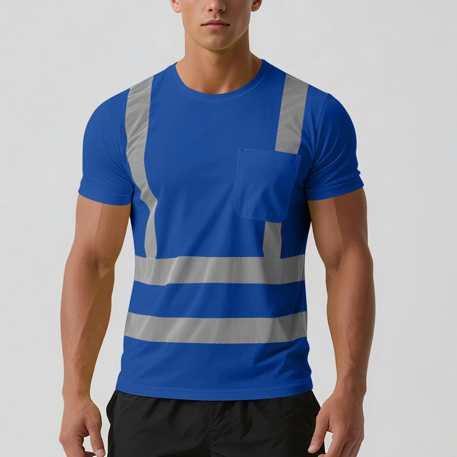 Мужская футболка с светоотражающими полосками High Visibility Safety, Blue — фото 2