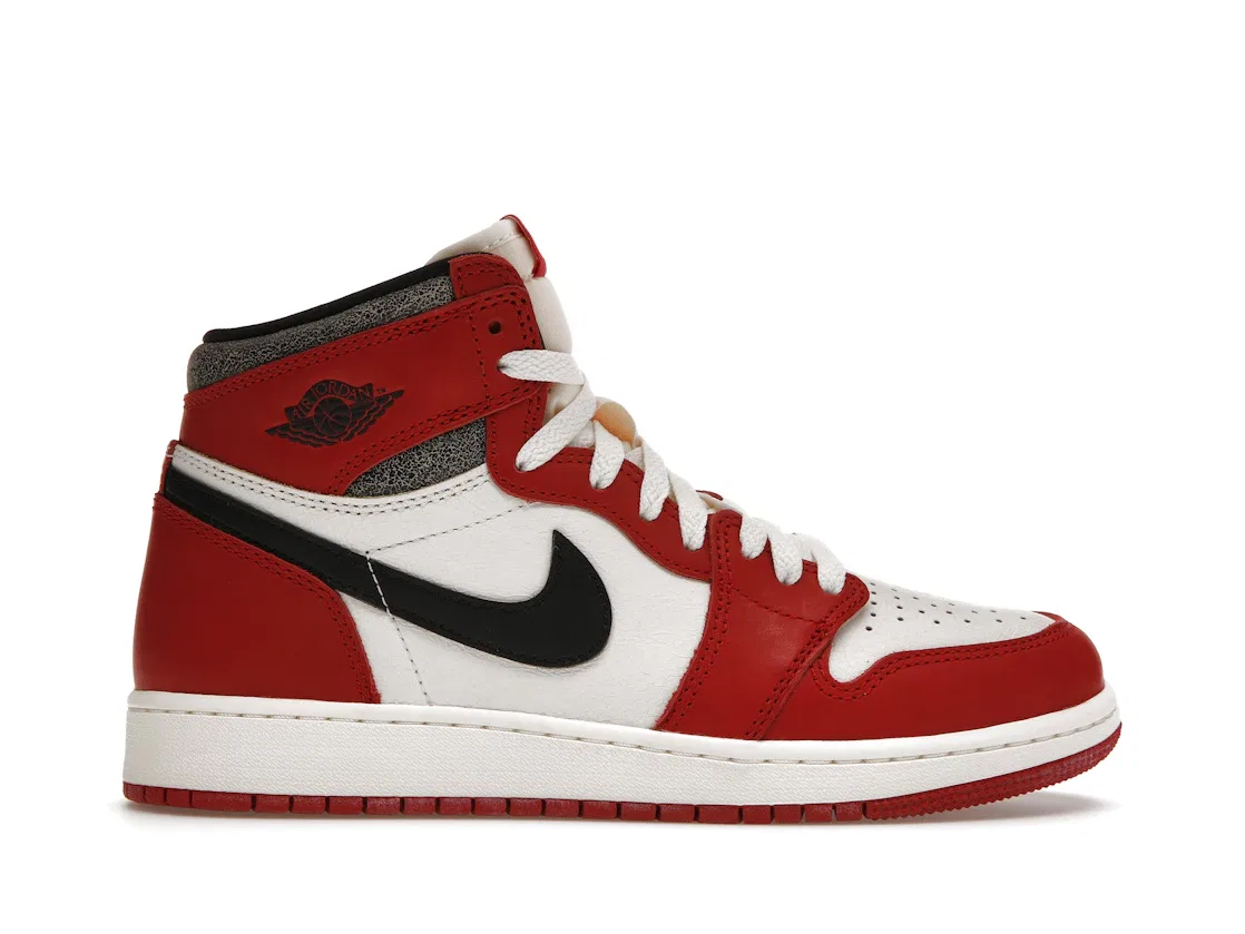 Детские кроссовки с принтом Jordan 1 Retro High OG Chicago Lost and Found Jordan, Varsity Red/Black-Sail-Muslin