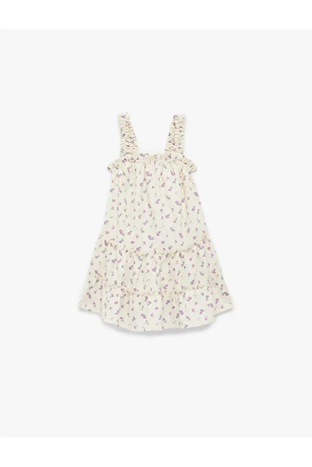 Детское платье для девочек хлопковое Koton, Beige Patterned