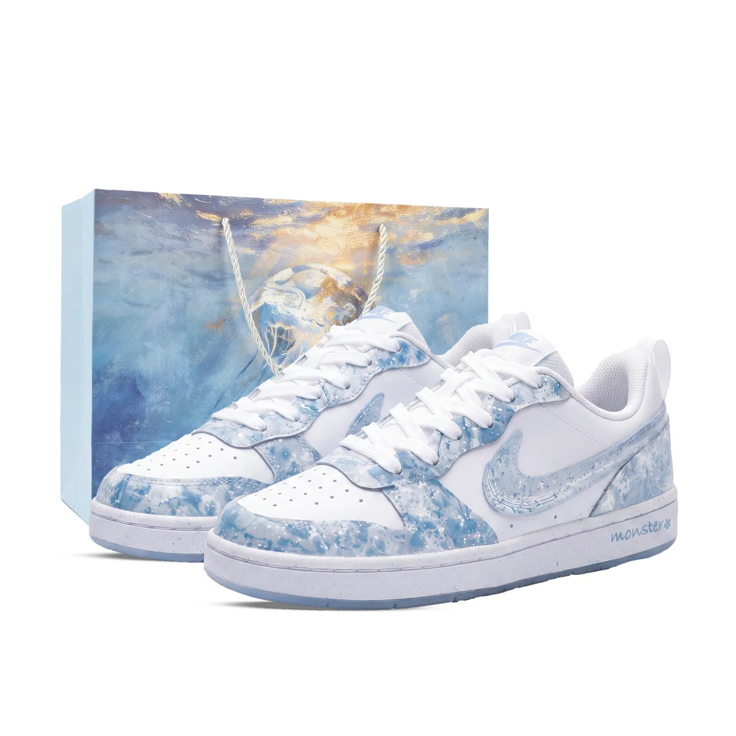 Женские кроссовки для скейтбординга с принтом Court Vision Kids Nike, White Gray