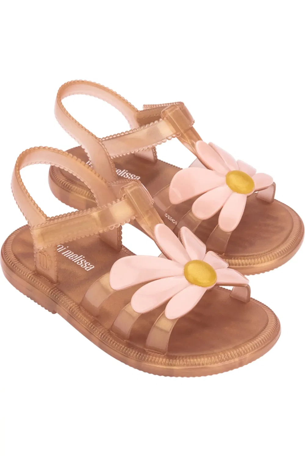 Сандалии детские с цветочными аппликациями Hip Bloomy Jelly Sandal Mini Melissa, Pearlish Brown/Pink