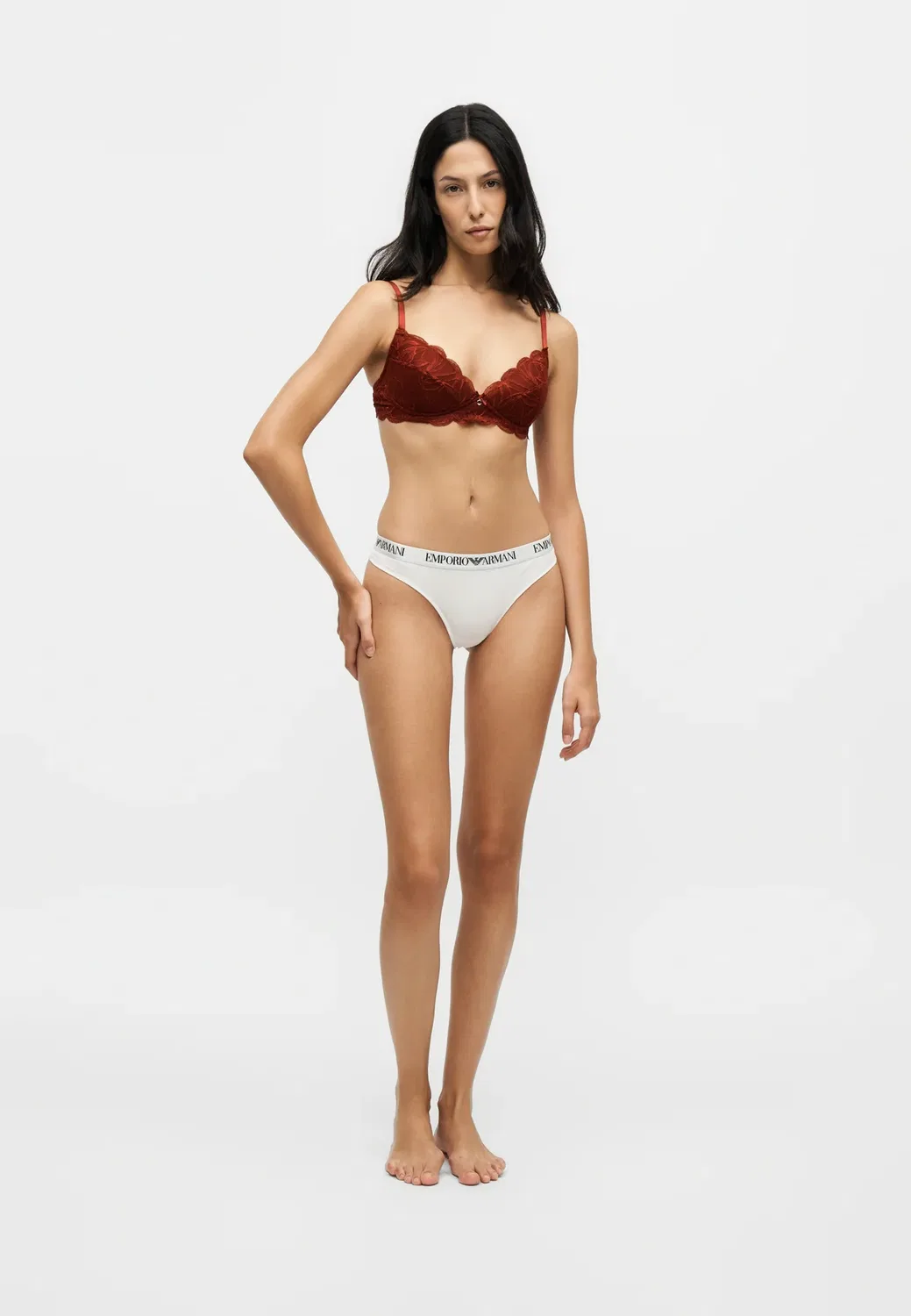 Бюстгальтер с чашечками Reggiseno imbottito - треугольный бюстгальтер Emporio Armani, Dark Red — фото 2