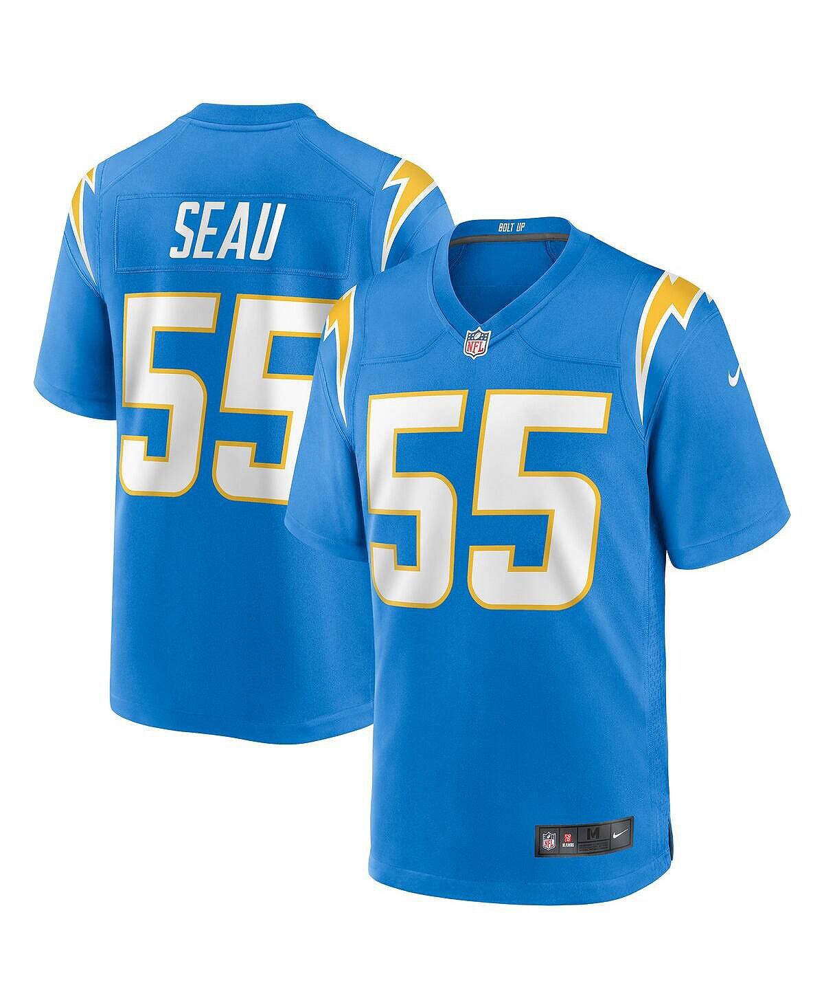 

Мужская футболка junior seau powder blue los angeles chargers game для пенсионеров Nike, синий