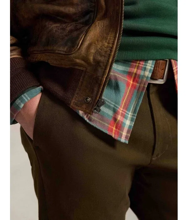 Мужские прямые чиносы с хлопком и эластаном Polo Ralph Lauren, Verde Oliva — фото 4