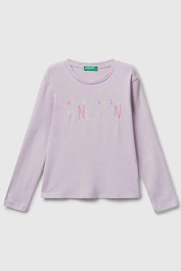 Детская футболка с длинным рукавом с принтом Benetton, Purple