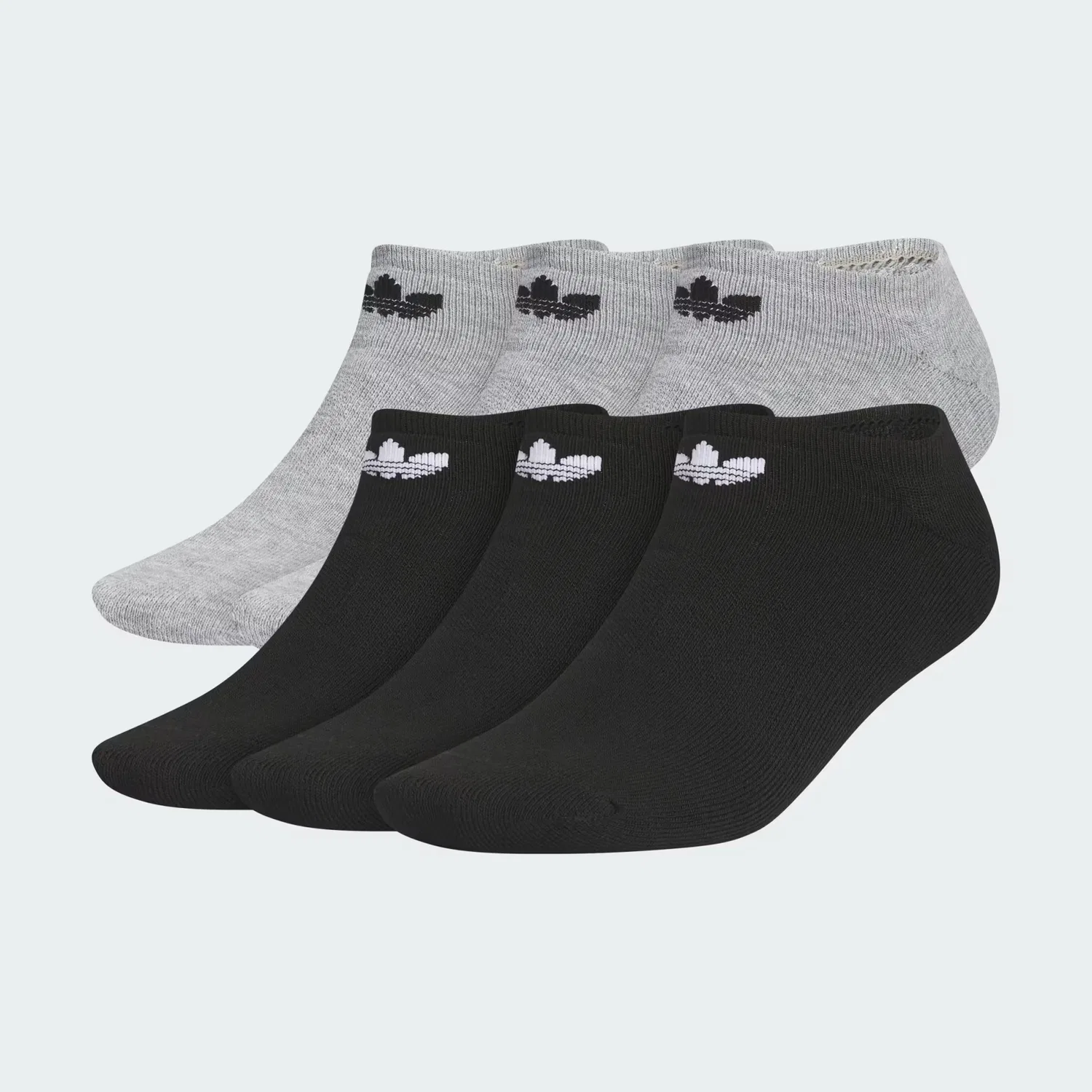 Носки-следки влагоотводящие, 6 пар, Trefoil 2.0 Adidas Originals, серый меланж/черный/белый