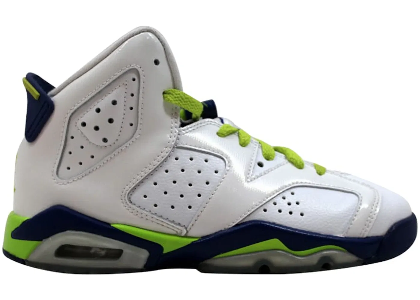 Детские кроссовки Lifestyle с длинным шнурком Jordan 6 Retro Jordan, White/Frc Grn-Dp Royal Bl-Hypr Pnk