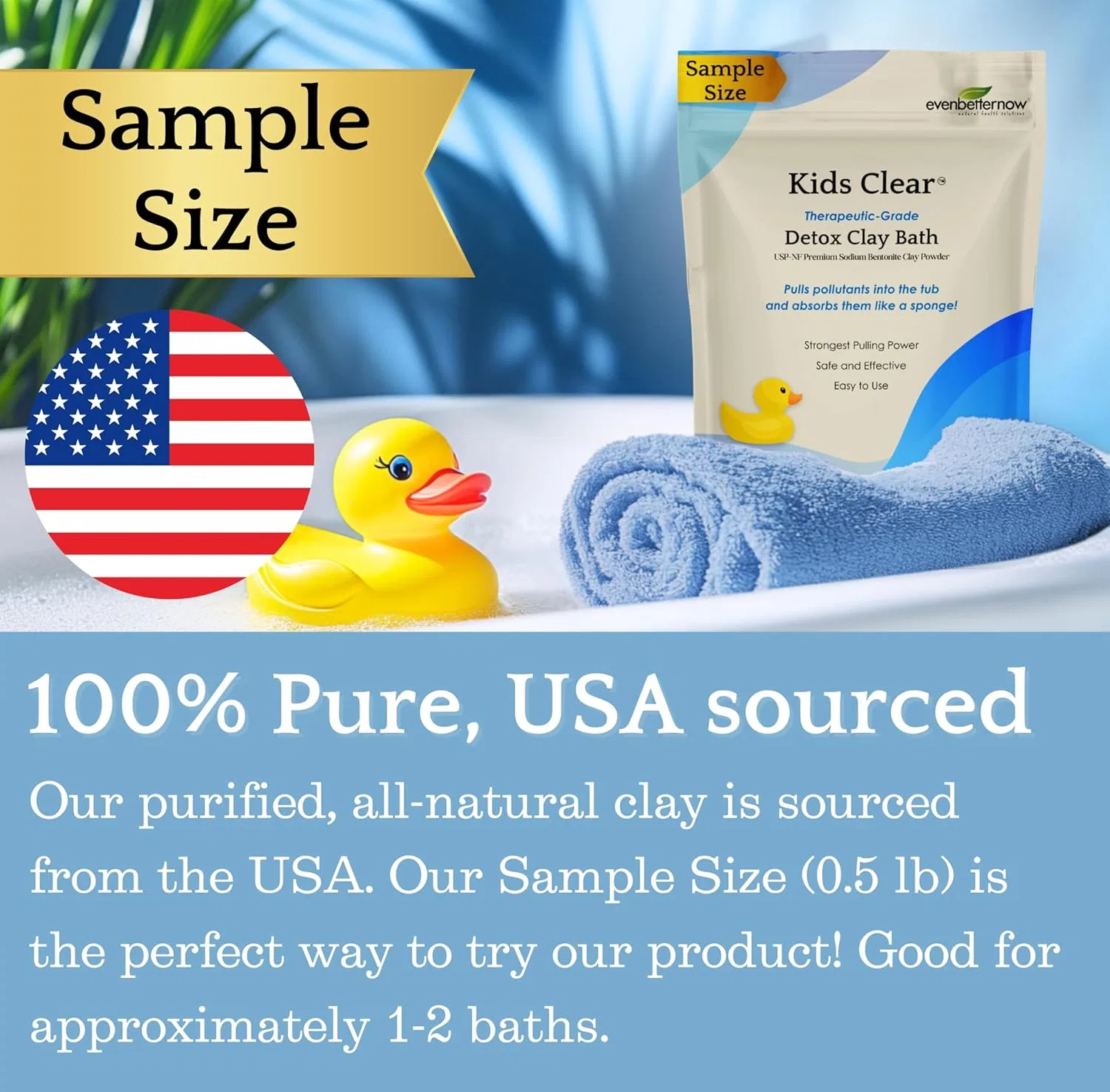 Бентонитовая глина для ванны Kids Clear, 100% натриевый бентонит, 240 г Evenbetternow — фото 3