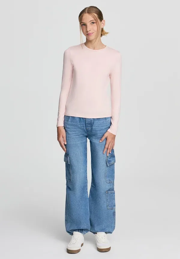 Комплект из 3 топов с длинным рукавом, однотонный, Terranova, pink/white/black, белый/черный/розовый
