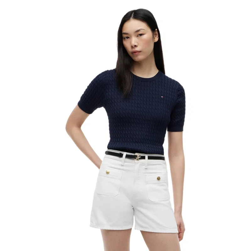 Женский свитер с коротким рукавом Tommy Hilfiger, Navy Blue C1G — фото 4