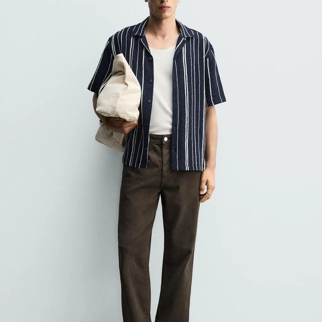 Мужская рубашка с принтом Sea Blue ZARA, Sea Blue — фото 4