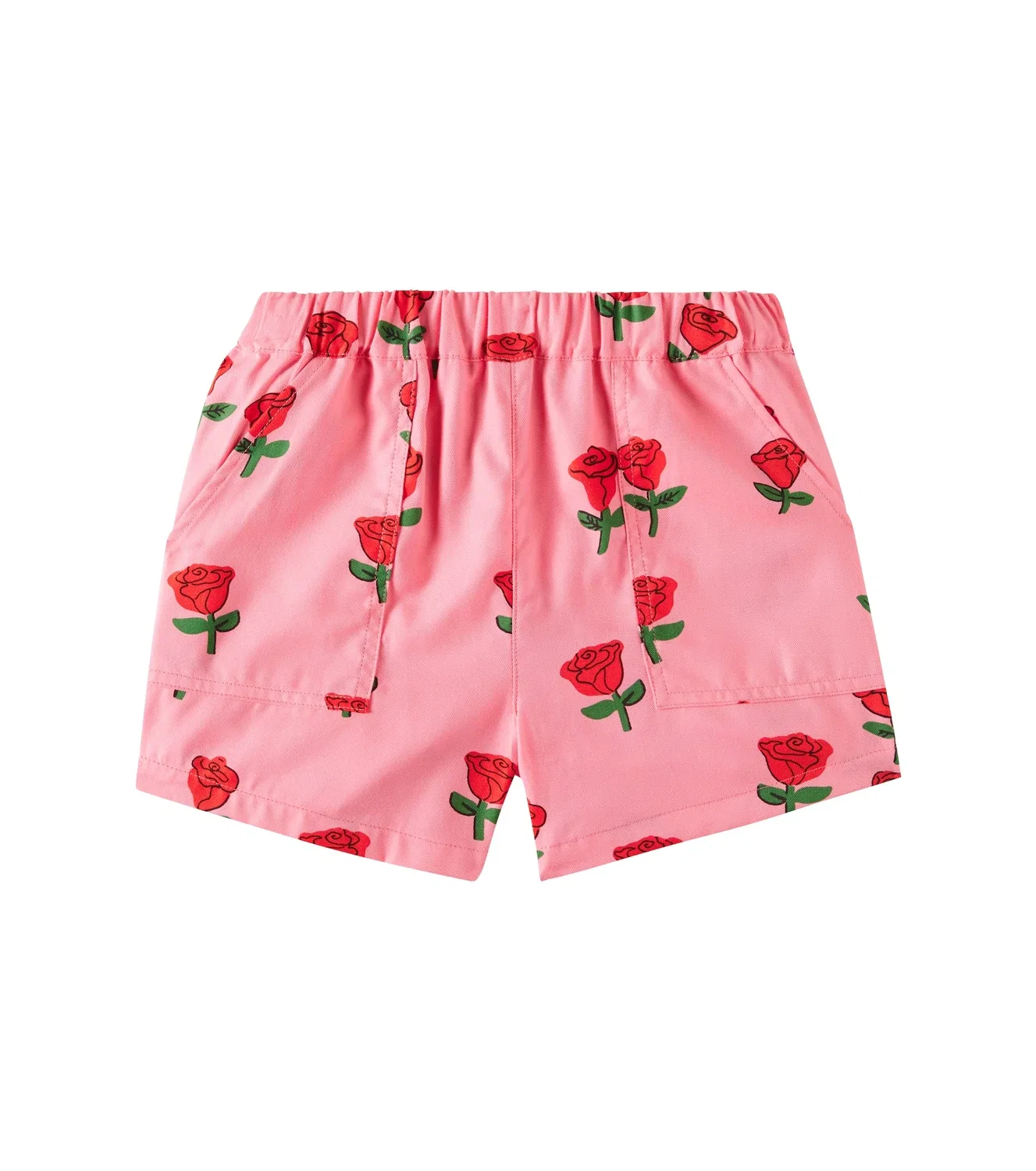 Шорты хлопковые с розами Mini Rodini, розовый