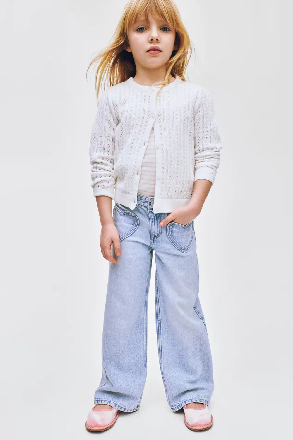 Широкие джинсы с декоративными элементами H&M, Helles Denimblau — фото 3