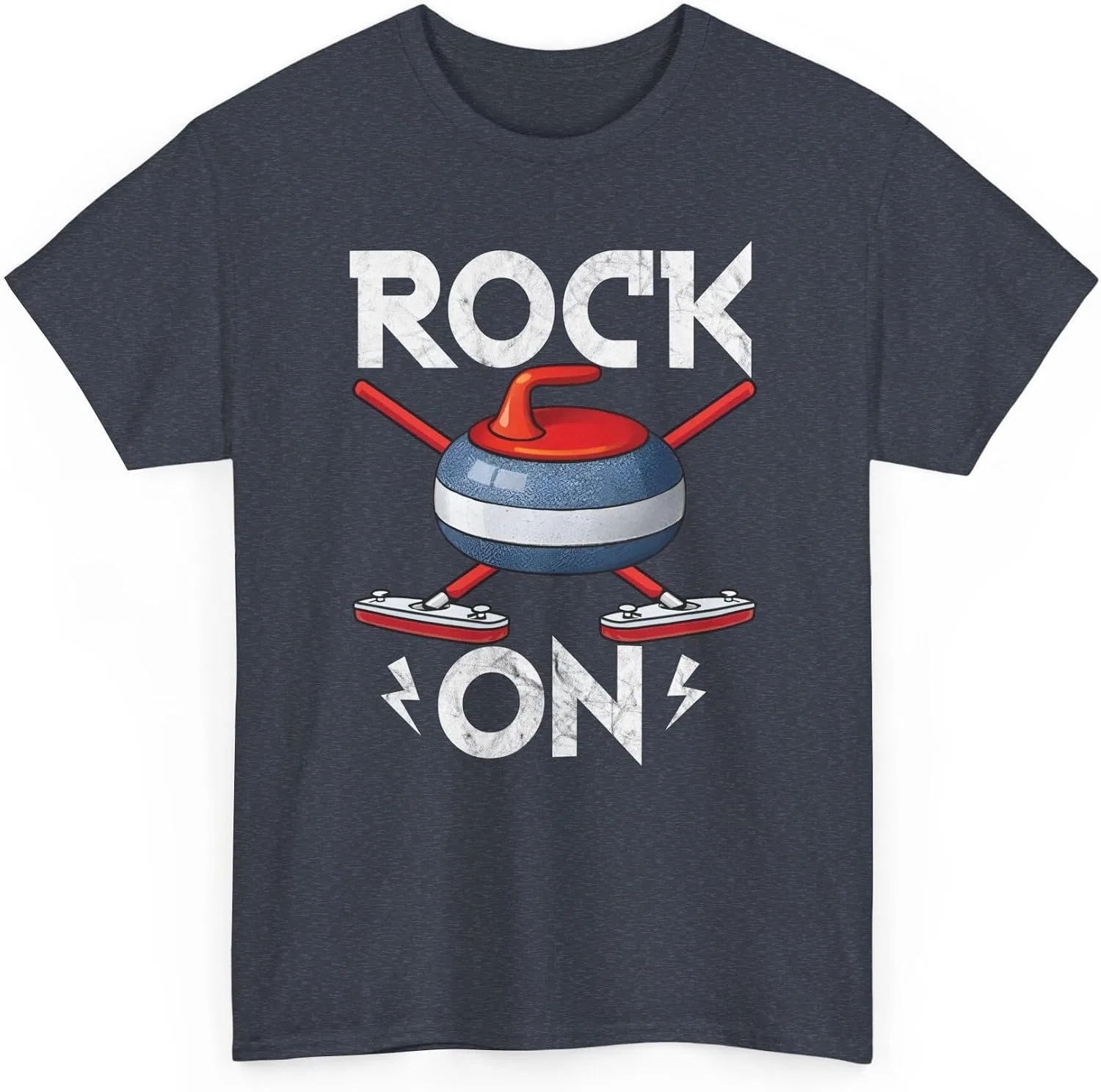 Футболка ретро-дизайн Rock On Gildan 5000, Heather Navy