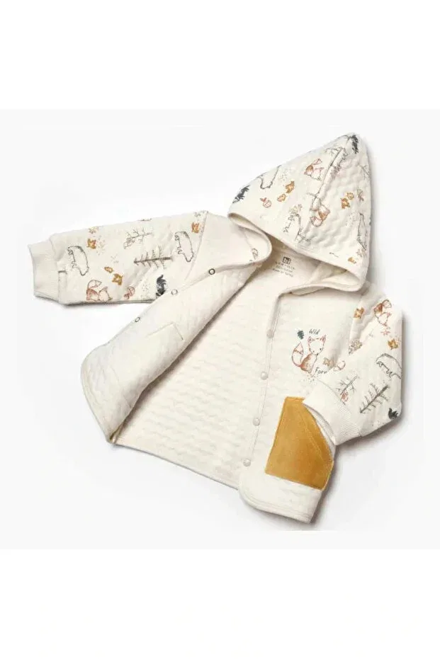 Детский кардиган для девочек с принтом Bibaby wild forest baby cardigan 61512 Generic Brands, Nude Color — фото 2