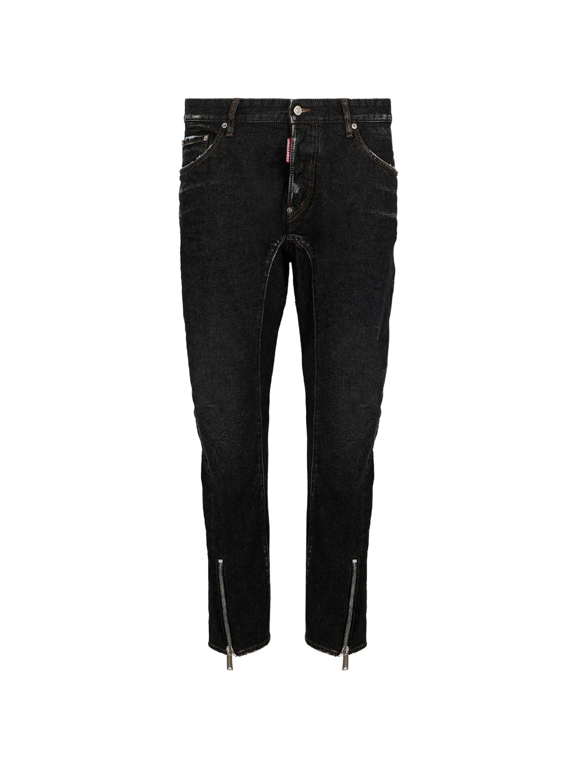 Байкерские джинсы с молнией, черные DSQUARED2, черный