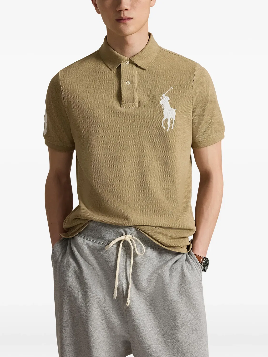 Сетчатая рубашка поло Big Pony Polo Ralph Lauren, коричневый — фото 3