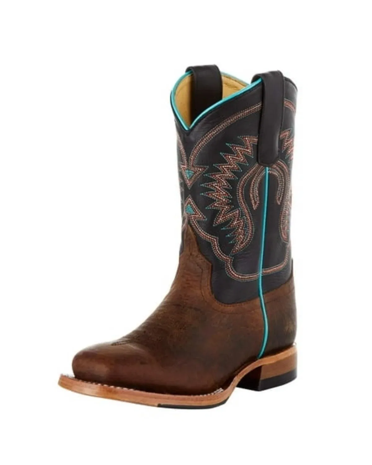 Детские ковбойские сапоги с бирюзовой строчкой Horse Power Boots, Brown With Turquoise Stitching — фото 2