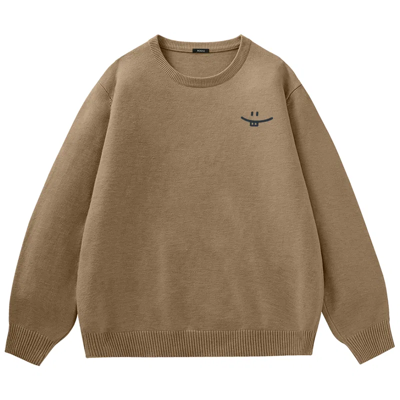 Детский свитер с круглым вырезом Simple Smile Drawing Chest Logo MINISO, Coffee