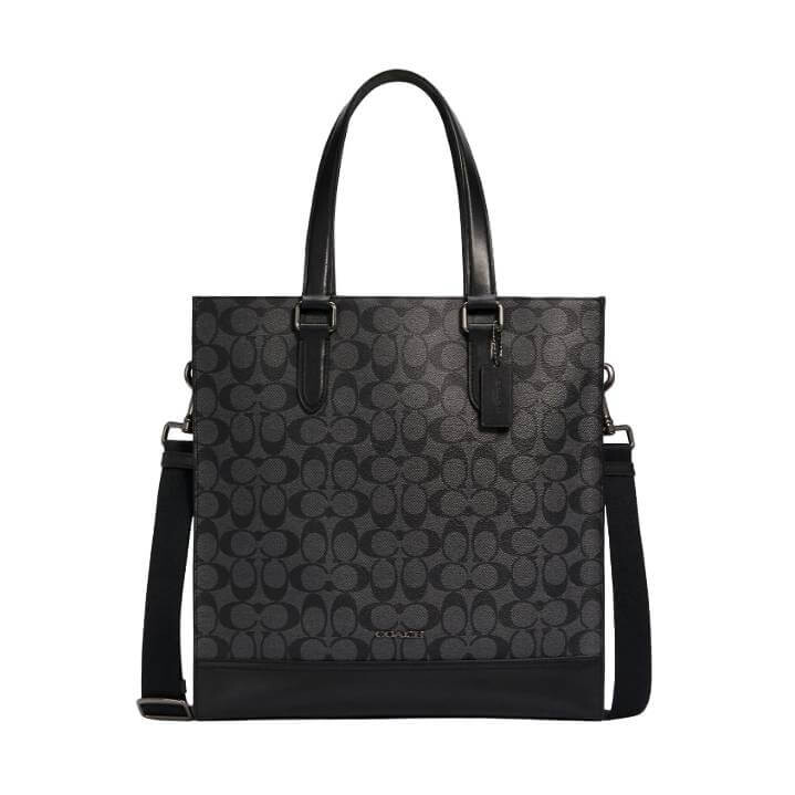 

Сумка Coach Outlet Graham Structured Tote In Signature Canvas, бронзовый/темно-серый/черный
