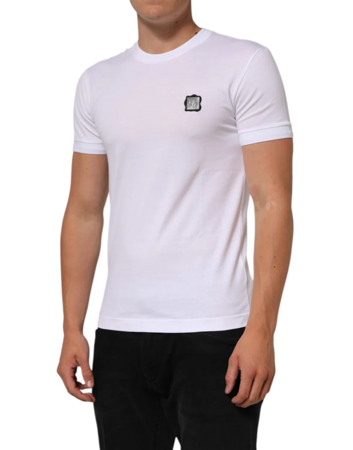 Мужская футболка с коротким рукавом и логотипом White Logo Patch Cotton Crew Neck T-shirt Dolce & Gabbana, White — фото 3