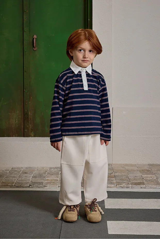 Детские свитшот для девочек поло с принтом Fahhar Kids, Navy Blue