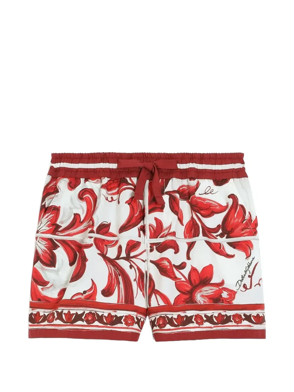 Поплиновые шорты-бермуды с принтом majolica Dolce & Gabbana Kids, белый