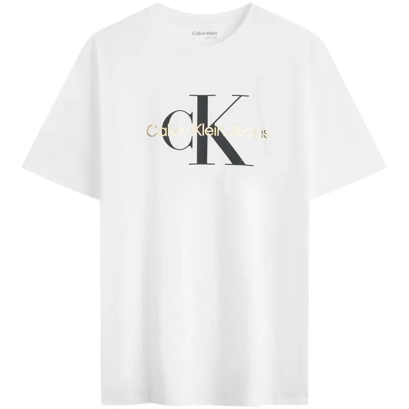 Футболка с логотипом и блестками Calvin Klein, YAA-Milk Ivory