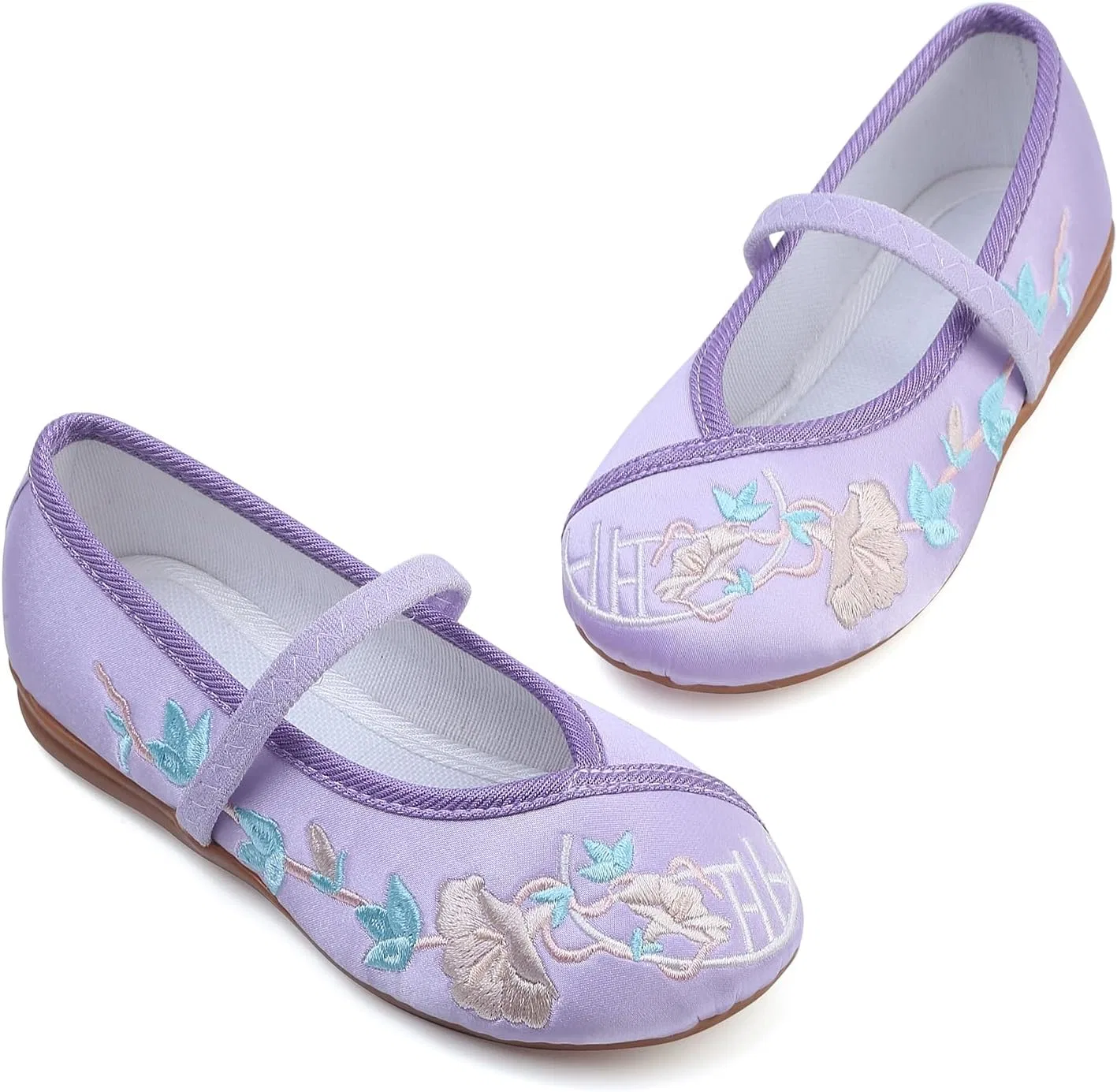 Детские туфли Мэри-Джейн с цветочной вышивкой Magical Floral Print Costume Shoes Anproity, Purple