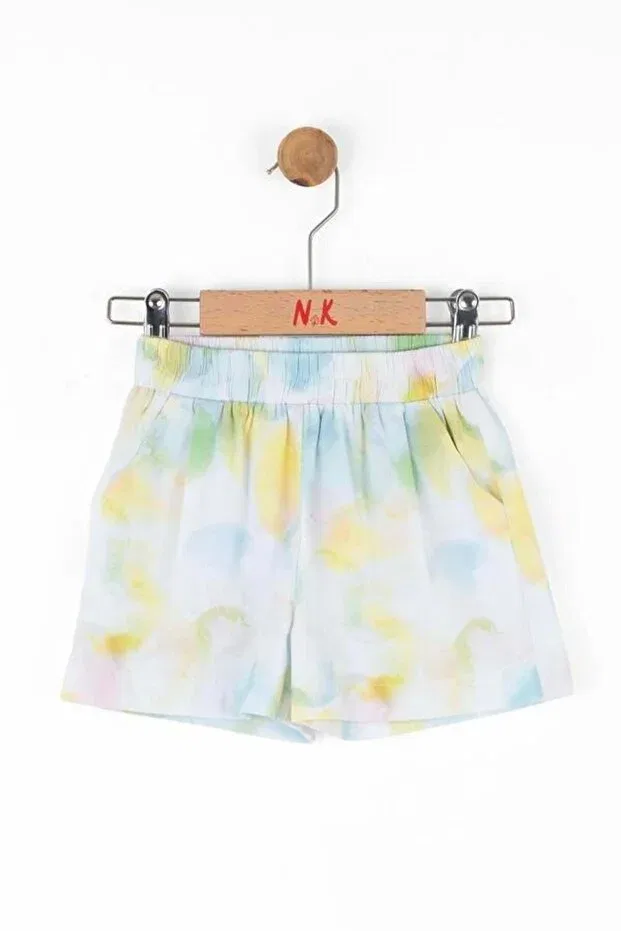 Детские шорты для девочек с цветочным принтом Nk Kids, Ecru-Blue