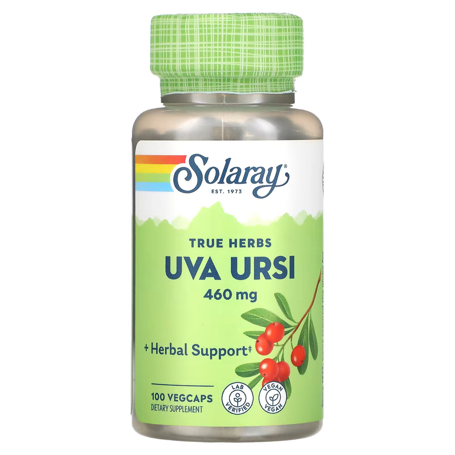 

Solaray, толокнянка обыкновенная (Uva ursi), 460 мг, 100 вегетарианских капсул