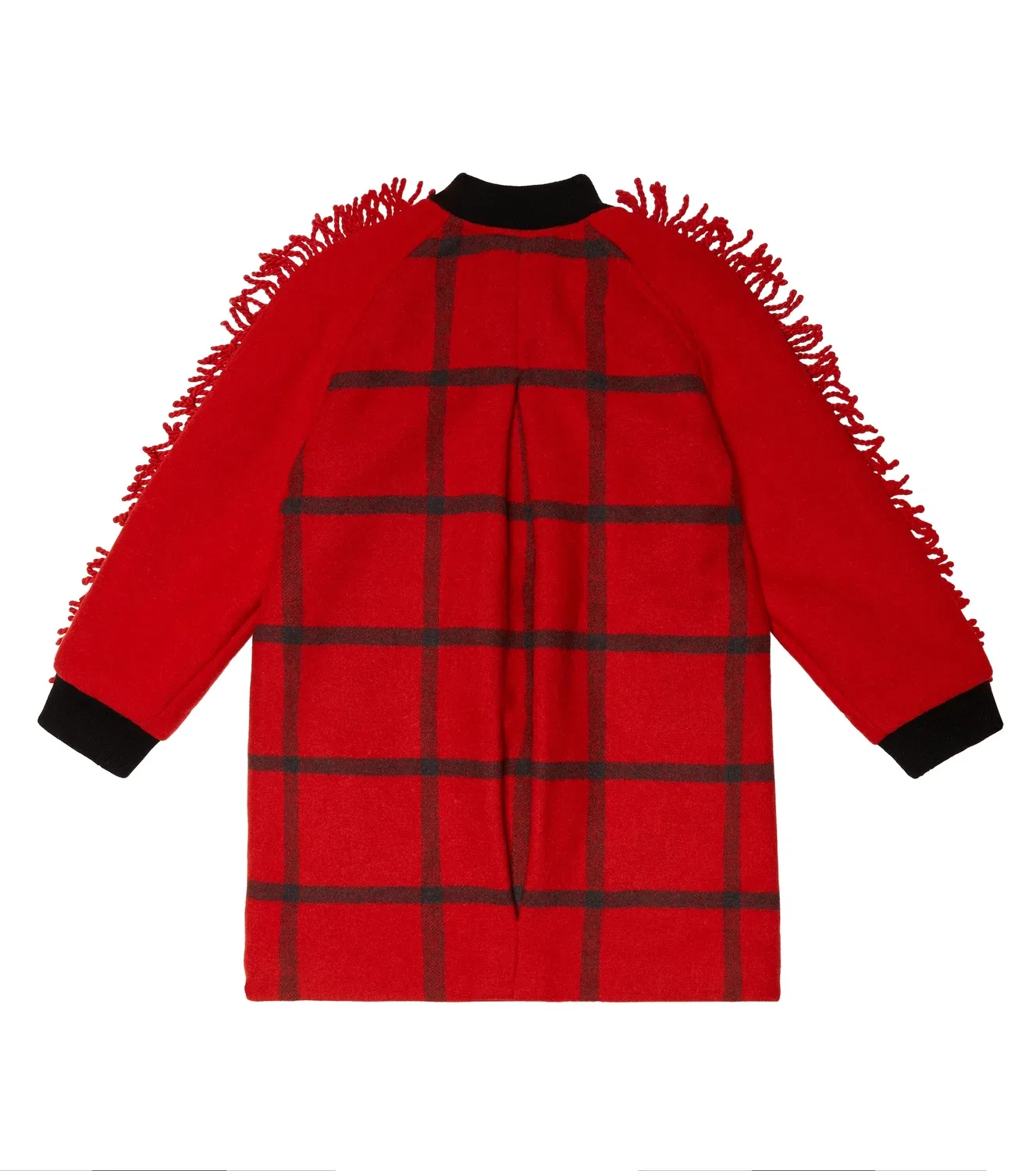 Пальто из смесовой шерсти с бахромой Stella Mccartney Kids, красный — фото 3